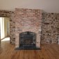 Red brick fireplace