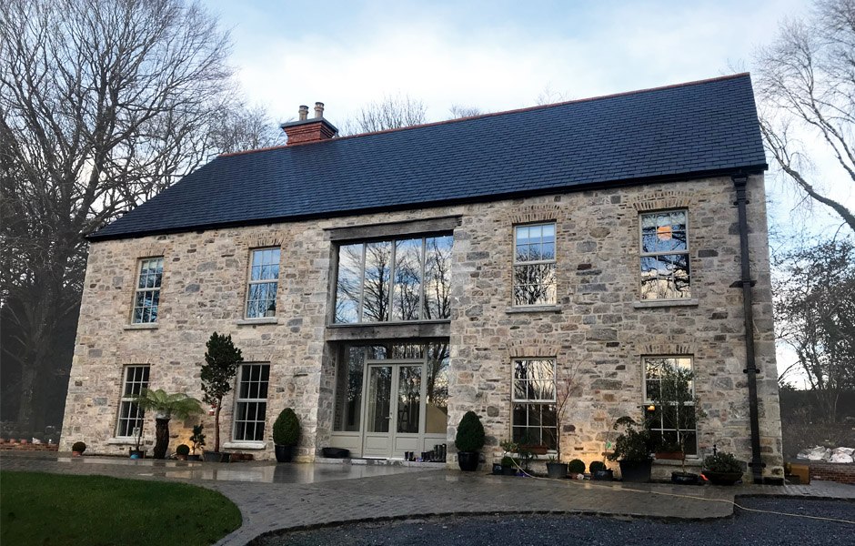 new built stone brick construction
