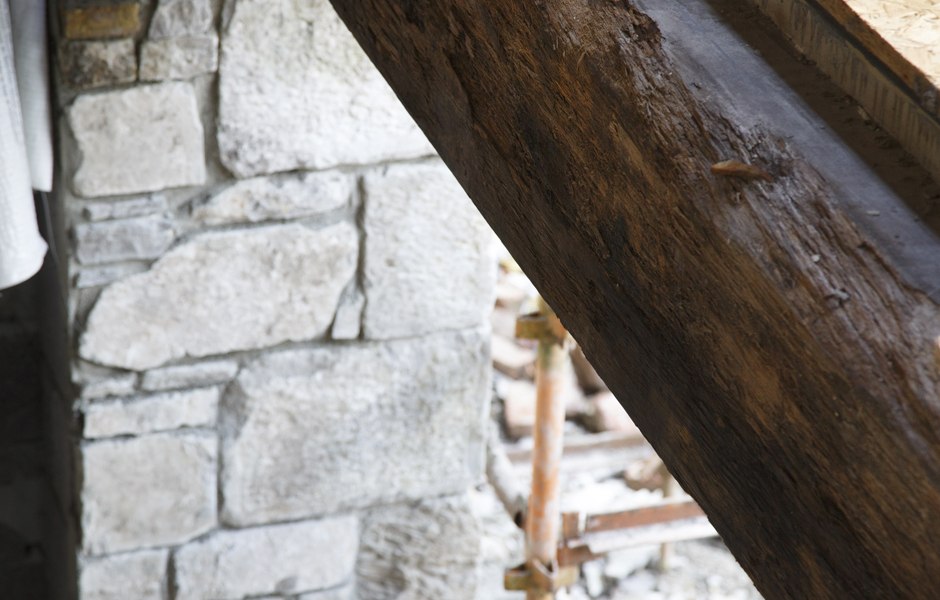 stone building stone and timber beam