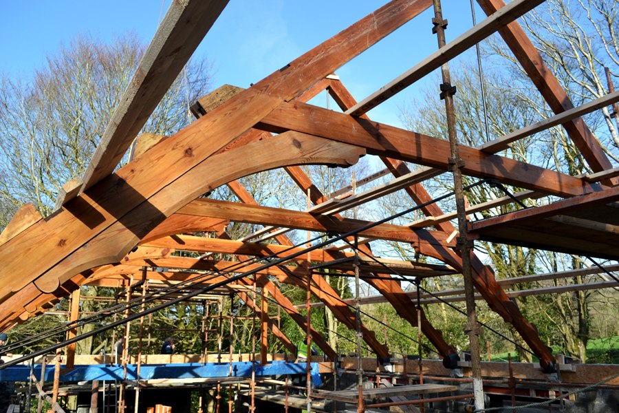 new build old salvaged timber trusses cork